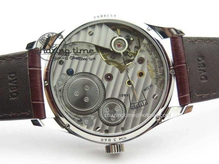 MIROTIME 0122 Sustainable Portuguese IW5444 SS White Dial RG Numbers On Brown Leather Strap A 7256